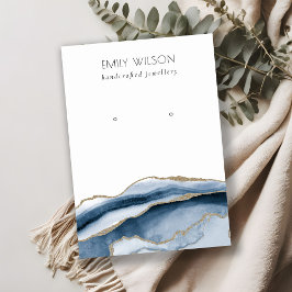 Abstrakt Agate Guld Navy Stud Earring Visning Visitkort