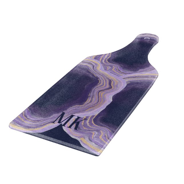 Abstrakt Agate Lila och Guld Marble Swirl (Hörn)
