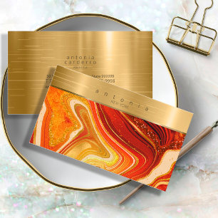 Abstrakt Agate Monogram Hett Orange-ID827 Visitkort