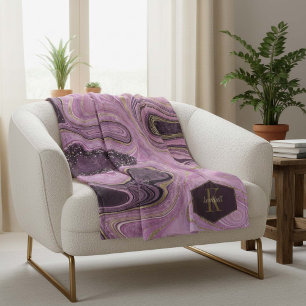 Abstrakt Agate Monogram Mauve ID827 Fleecefilt