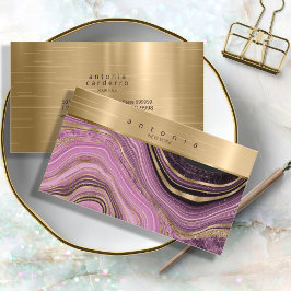 Abstrakt Agate Monogram Mauve ID827 Visitkort