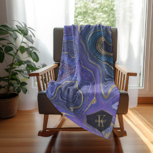 Abstrakt Agate Monogram Midnight ID827 Fleecefilt