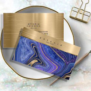 Abstrakt Agate Monogram Midnight ID827 Visitkort