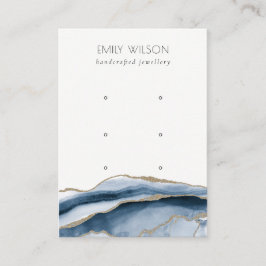 Abstrakt Agate Navy Guld 3 Stud Earring Visning Visitkort