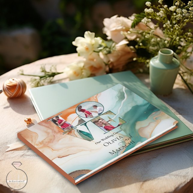 Abstrakt Agate Terracotta Marcular Gästböcker (Make sure your guests have a place to leave their names and a short note  for your wedding keepsake)