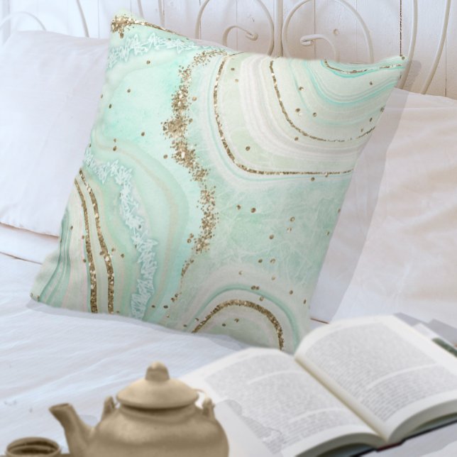 Abstrakt Agate V1 Mint ID827 Kudde (Skapare uppladdad)