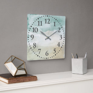 Abstrakt Airy Watercolor Clock Fyrkantig Klocka