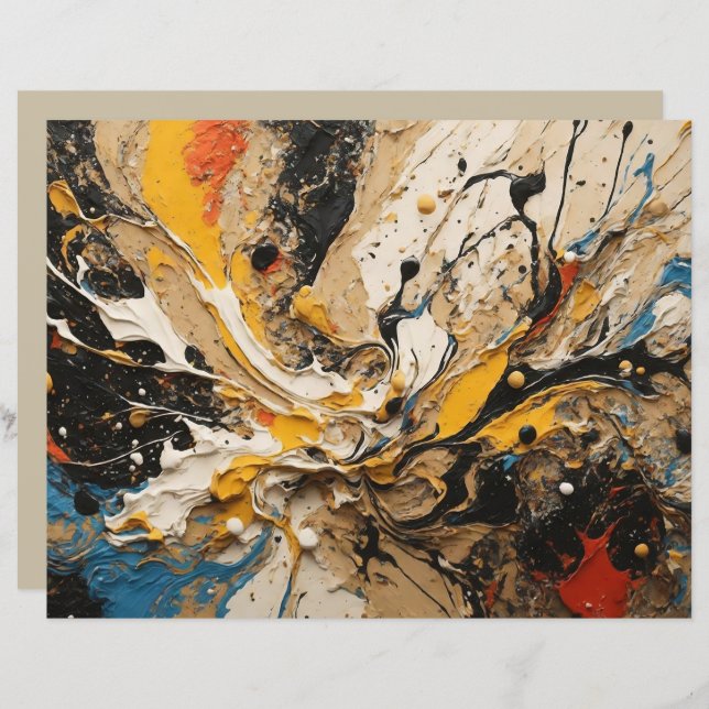 Abstrakt Akryl Stänk Background Scrapbook Papper (Fram/baksida)