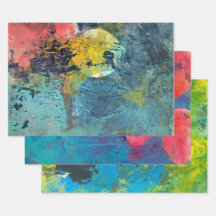 Abstrakt Akrylenfärgad Gelli Skriv ut uppsättning