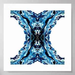 Abstrakt akrylfärg i fluid konst, Avgrundsblå Poster