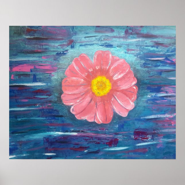 Abstrakt Akrylmålning med blomma Poster (Framsidan)
