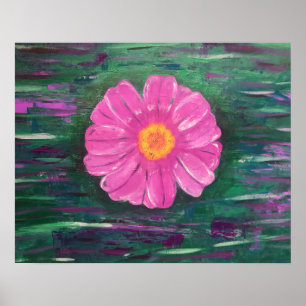 Abstrakt Akrylmålning med blomma Poster
