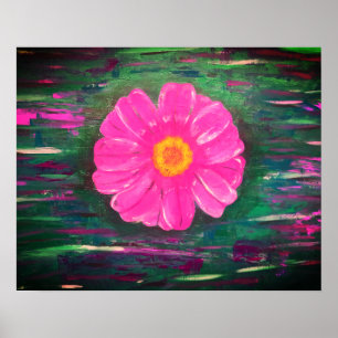 Abstrakt Akrylmålning med blomma Poster