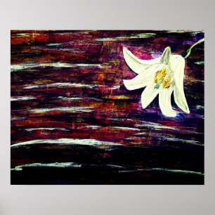 Abstrakt Akrylmålning med blomma Poster
