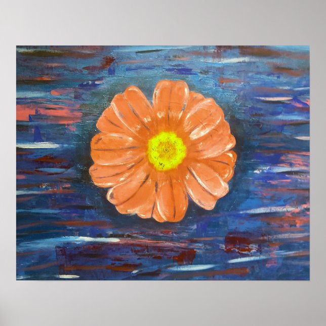 Abstrakt Akrylmålning med blomma Poster (Framsidan)