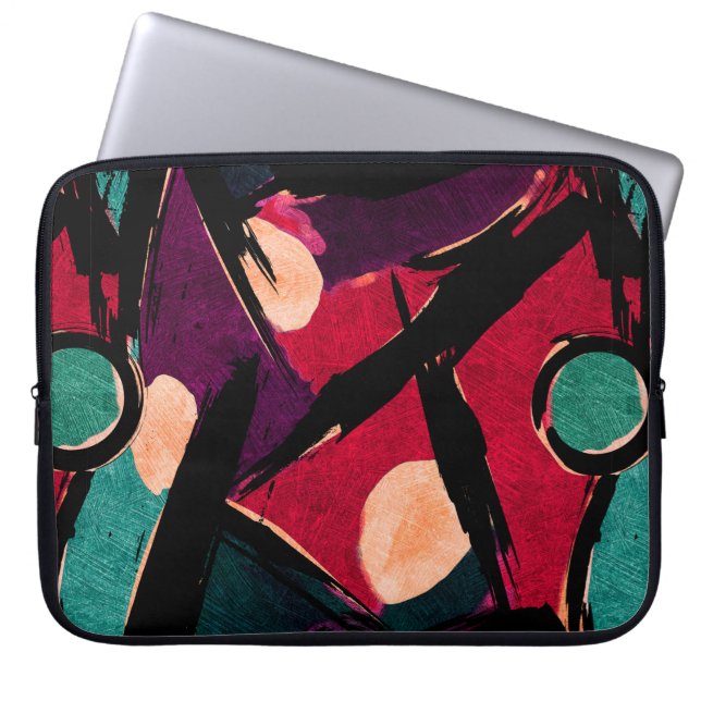 Abstrakt akrylmodern målarfragment. Colorfu Laptop Fodral (Framsidan)