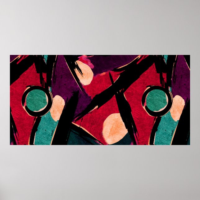 Abstrakt akrylmodern målarfragment. Colorfu Poster (Framsidan)