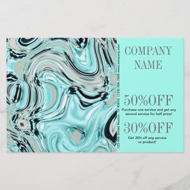 abstrakt akvamarin vattenfärg salong SPA Flygblad (Framsidan)