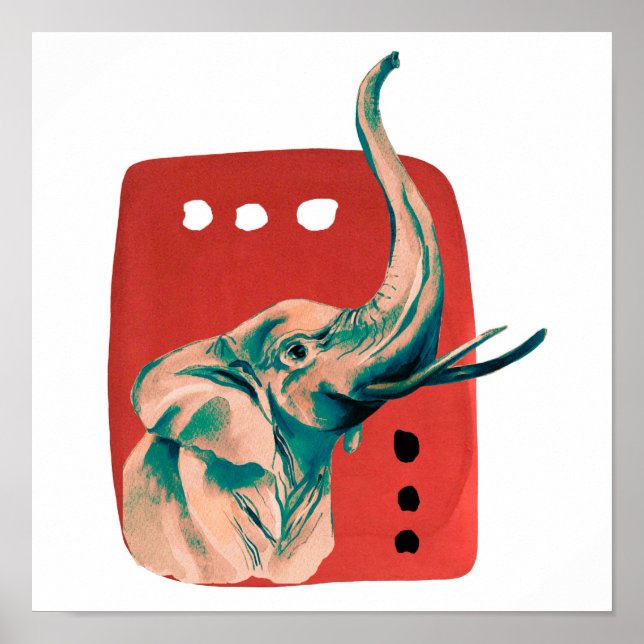Abstrakt akvarell Afrikansk Elefant Poster (Framsidan)