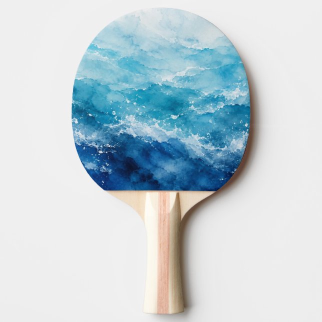 Abstrakt akvarell blå ocean hav pingisracket (Framsidan)