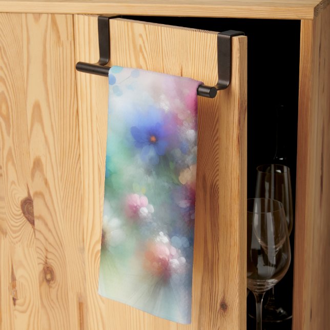 Abstrakt akvarell blommig kökshandduk (Thirds Fold)