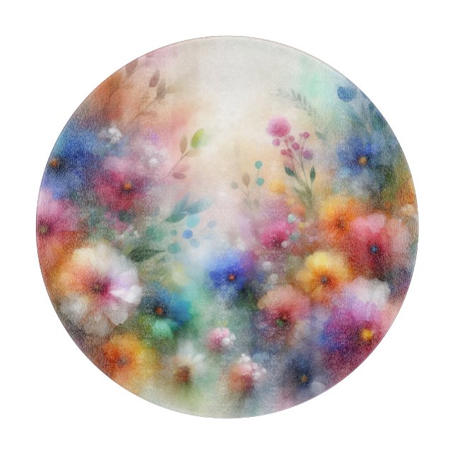Abstrakt akvarell blommig skärbräda (Framsidan)