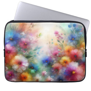 Abstrakt akvarell blommönstertryck laptop fodral