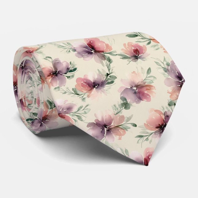 Abstrakt akvarell blomster mönster slips (Rullad)