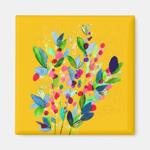 Abstrakt akvarell färgrik blomster magnet