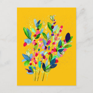 Abstrakt akvarell färgrik blomster vykort