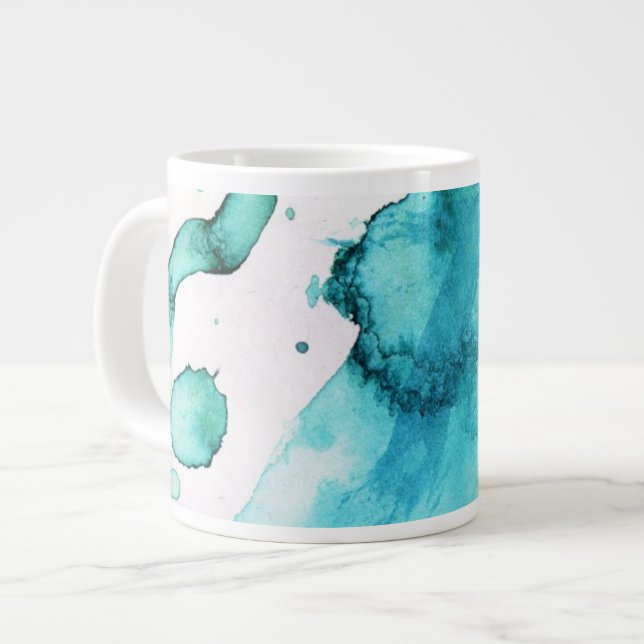 Abstrakt akvarell handmålad bakgrund 2 jumbo mugg (Framsida vänster)