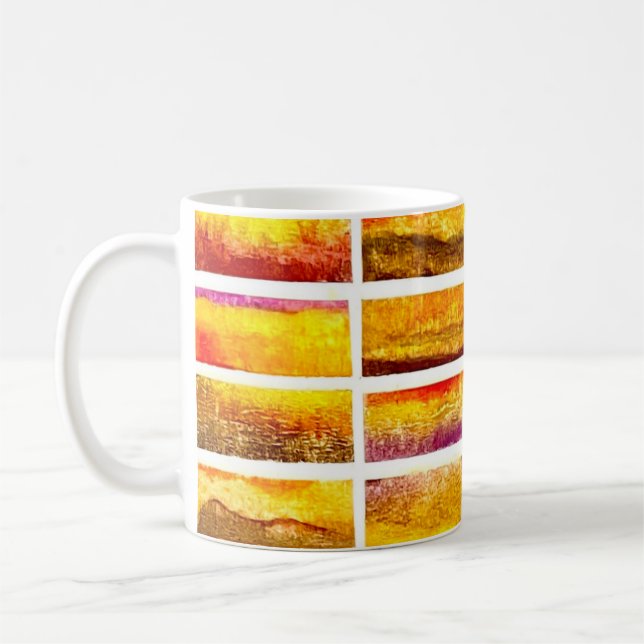 Abstrakt akvarell höstlandskap färger kaffemugg (Vänster)