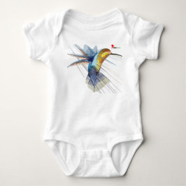 Abstrakt akvarell kolibri konstnärlig baby kropp t shirt