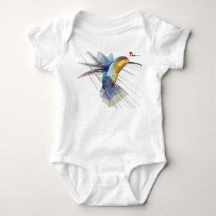 Abstrakt akvarell kolibri konstnärlig baby kropp t shirt