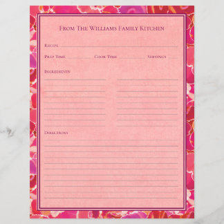 Abstrakt akvarell röd rosa recept papper blad