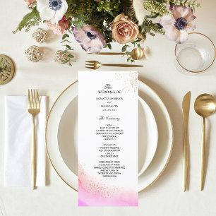 Abstrakt akvarell rosa penseldrag & Guld Meny