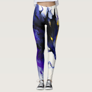 Abstrakt akvarell svart hästporträtt leggings
