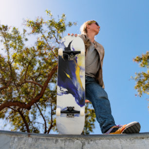 Abstrakt akvarell svart hästporträtt mini skateboard bräda 18,5 cm