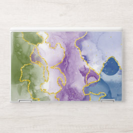 Abstrakt akvarellblå, lila, grön mönster HP laptopskin