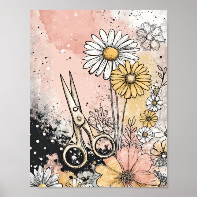 Abstrakt akvarellblommig konst poster (Framsidan)