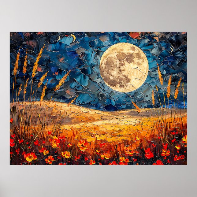 Abstrakt akvarellillustration av fullmåne över poster (Framsidan)