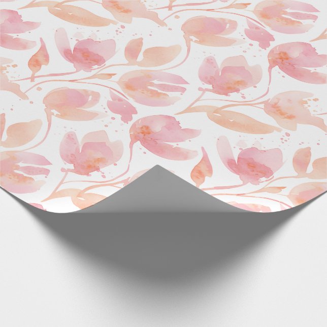 Abstrakt akvarellmönster i persika och rosa presentpapper (Hörn)