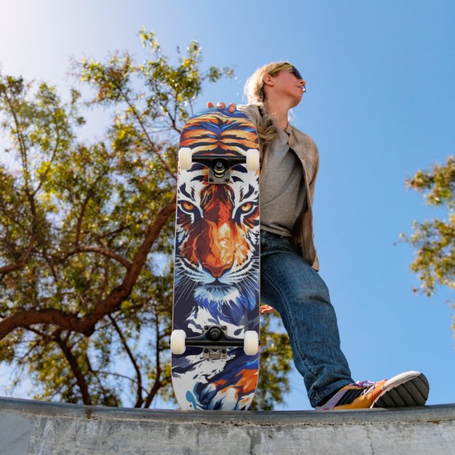 Abstrakt akvarelltiger mini skateboard bräda 18,5 cm (Utomhus 1)