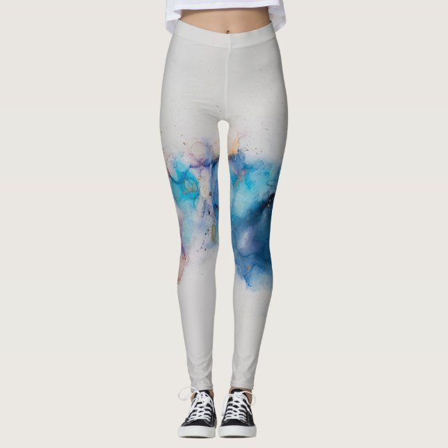 Abstrakt Alcohol Bläck Art Background Leggings (Framsida)