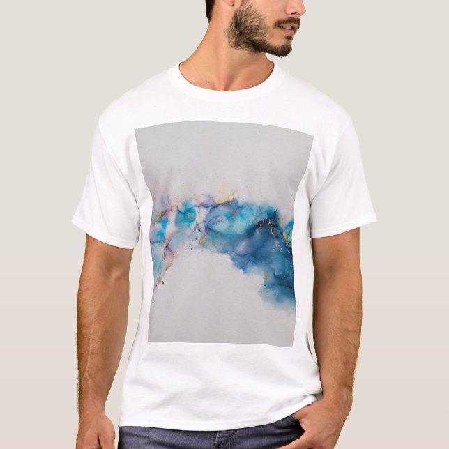 Abstrakt Alcohol Bläck Art Background T Shirt (Framsida)