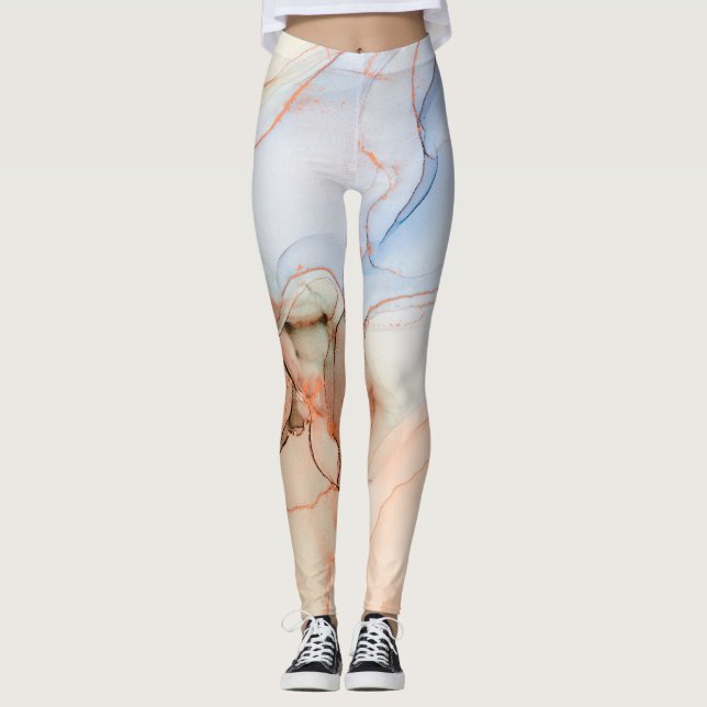 Abstrakt: Alcohol Bläck Art Leggings (Framsida)