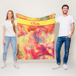 Abstrakt Alcohol Bläck Art med Namn Fleece Blanket