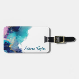 Abstrakt Alcohol Bläck Blue/Teal Lavender Bagagebricka