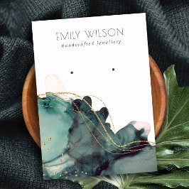 Abstrakt Alcohol Bläck Guld Grönt Öarring Visning Visitkort