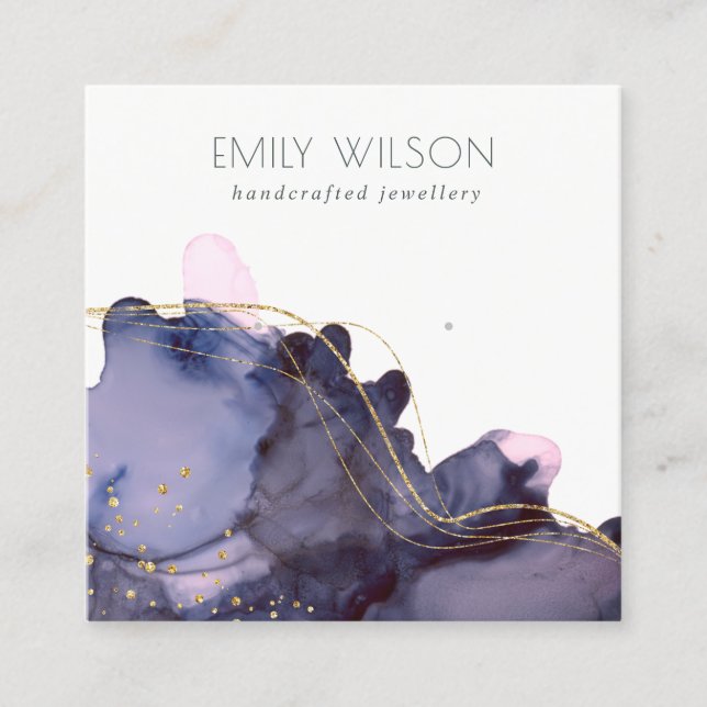 Abstrakt Alcohol Bläck Guld marin Earring Visning Fyrkantigt Visitkort (Framsida)